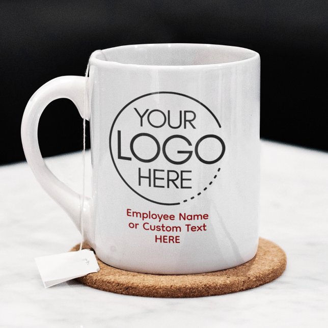 Elegant Modern Logotyp Employee/Company SWAG Red Kaffemugg (Skapare uppladdad)