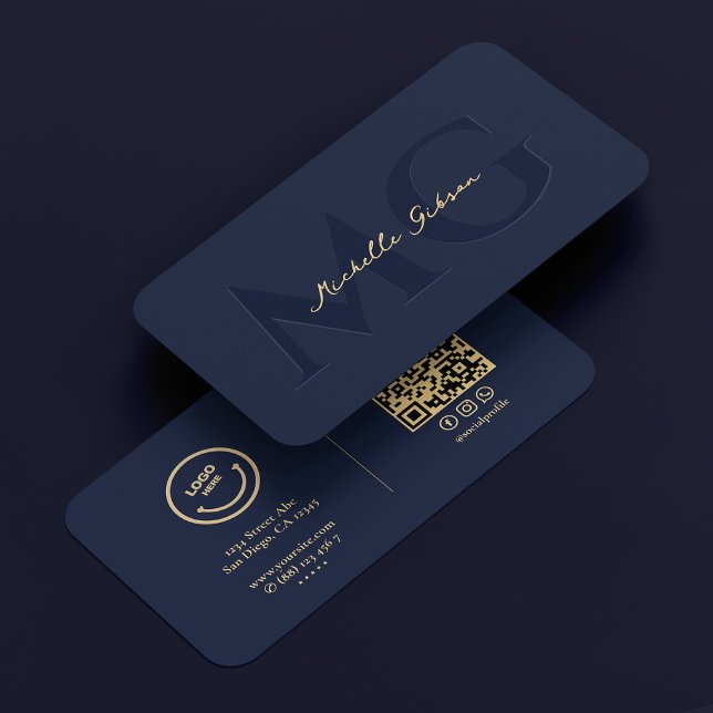 Elegant Modern Logotyp Mörk Navy Professionell Visitkort (Elegant Modern Logo Dark Navy Professional Business Card
)