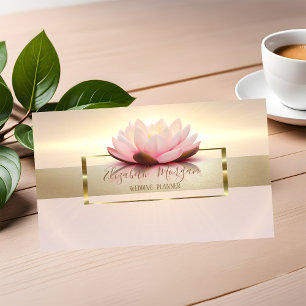 Elegant Modern Lotus Blank Glänsande Guld Ram Visitkort