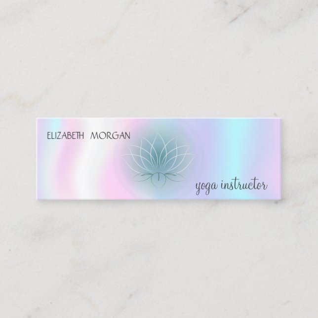Elegant Modern Lotus Holografisk Mini Visitkort (Framsida)
