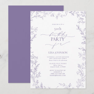 Elegant Modern Löv Lavender 50:e födelsedagen Inbjudningar
