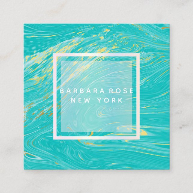 Elegant modern Luxury Blue Guld Marble Fyrkantigt Visitkort (Framsida)