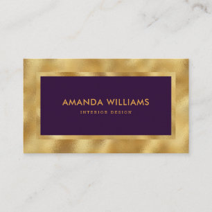 Elegant Modern Luxury Lila och Faux Gold Foil Visitkort