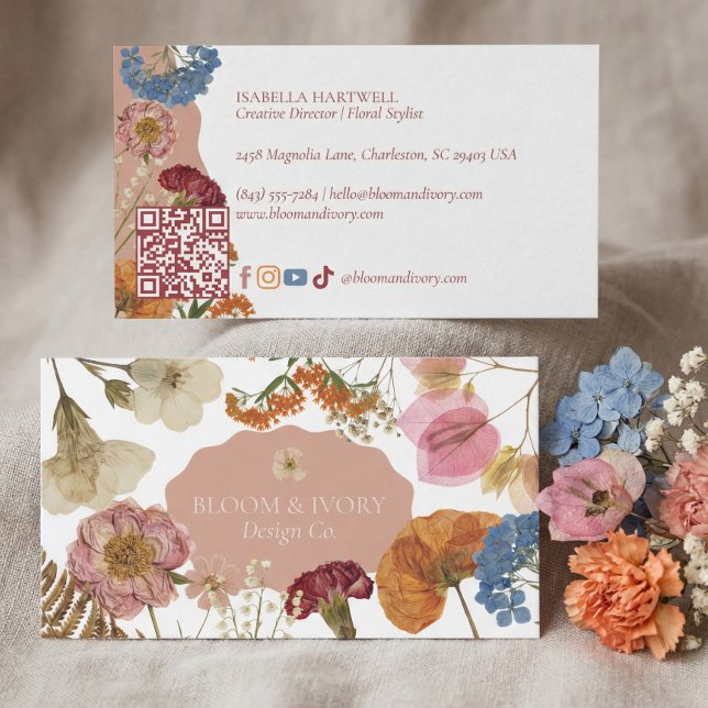 Elegant Modern Luxury Wildflower Botanical Floral Visitkort (Elegant Modern Luxury Wildflower Botanical Floral Business Card)