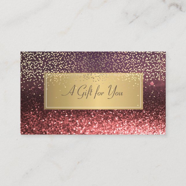 Elegant Modern Lyx Glitter Bokeh Guld Konfetti Rabattkort (Framsida)