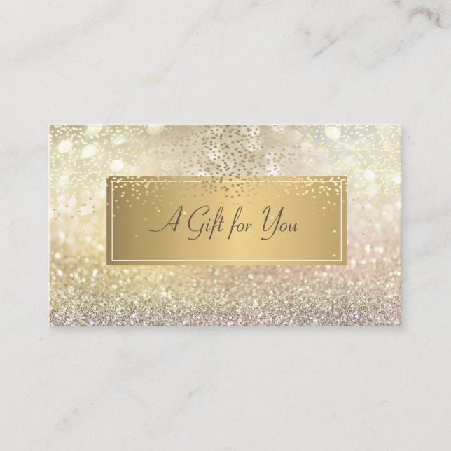 Elegant Modern Lyx Guld Glitter Bokeh Konfetti Rabattkort (Framsida)
