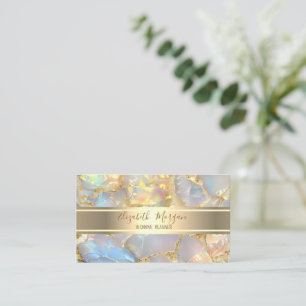 Elegant Modern Lyx Guld Rand Opal Stenen Visitkort