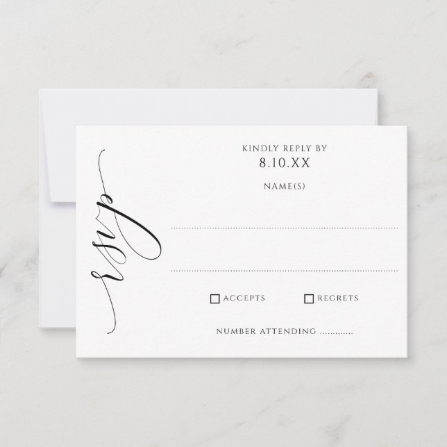Elegant Modern Lyx Script Bröllop OSA Kort (Framsida)