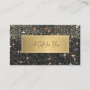 Elegant Modern Lyx Svart Glitter, Konfetti Rabattkort