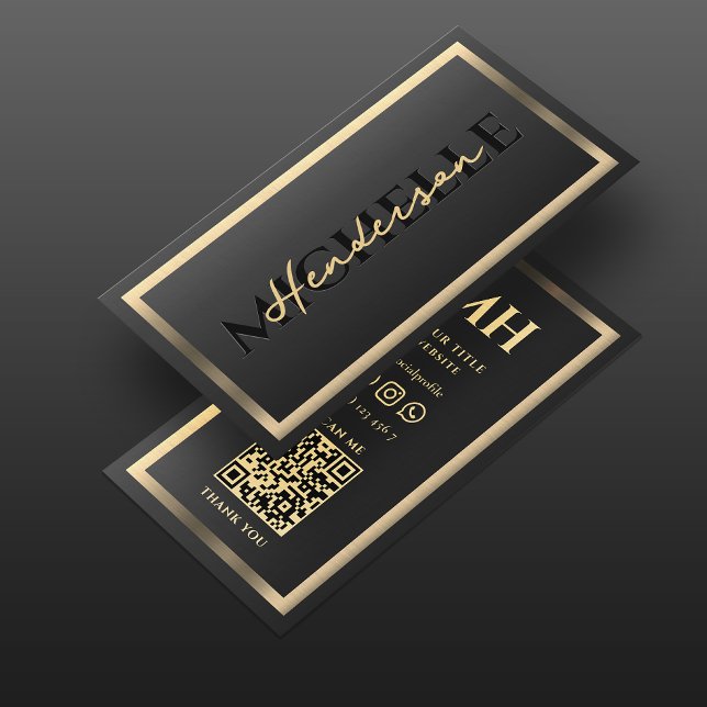 Elegant Modern lyx Svarte Guld Ram Monogram Visitkort (Elegant Modern Luxury Black Gold Frame Monogram Professional Business Card
)