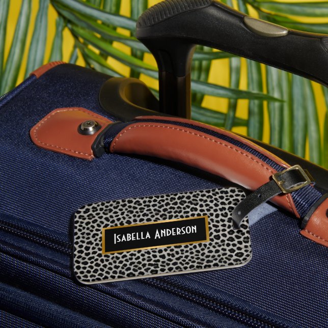 Elegant Modern lyx White Leopard Collection Bagagebricka (Framsida Insitu 3)