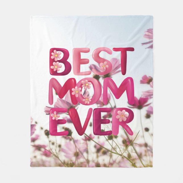 Elegant Modern Mamma Bästa Mamma Någonsin Rosa Blo Fleecefilt (Framsidan)