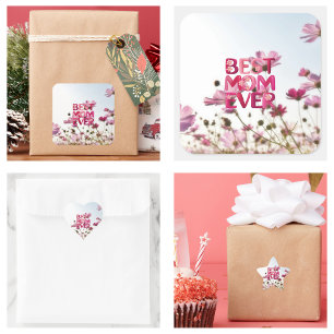 Elegant Modern Mamma Bästa Mamma Någonsin Rosa Blo Fyrkantigt Klistermärke
