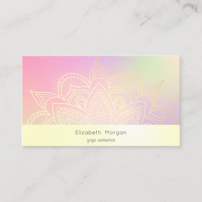 Elegant Modern Mandala Holografisk Visitkort (Framsida)
