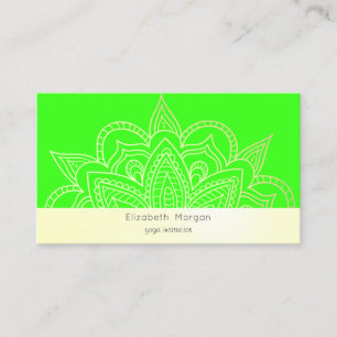 Elegant Modern Mandala Neongrön Visitkort