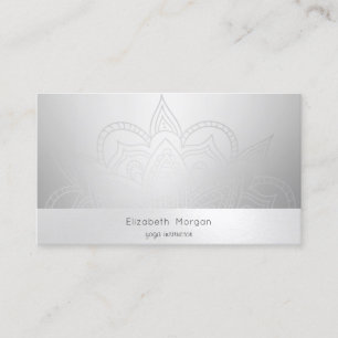 Elegant Modern Mandala Silver Lysande Visitkort