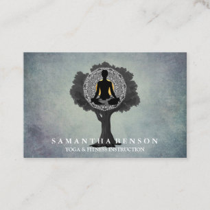 Elegant Modern Mandala Yoga Pose Träd Logotyp Art Visitkort