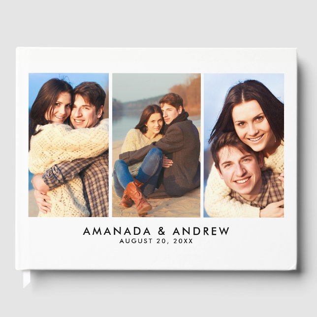 Elegant Modern Många Foton Bröllop Guest Bok (Framsida)