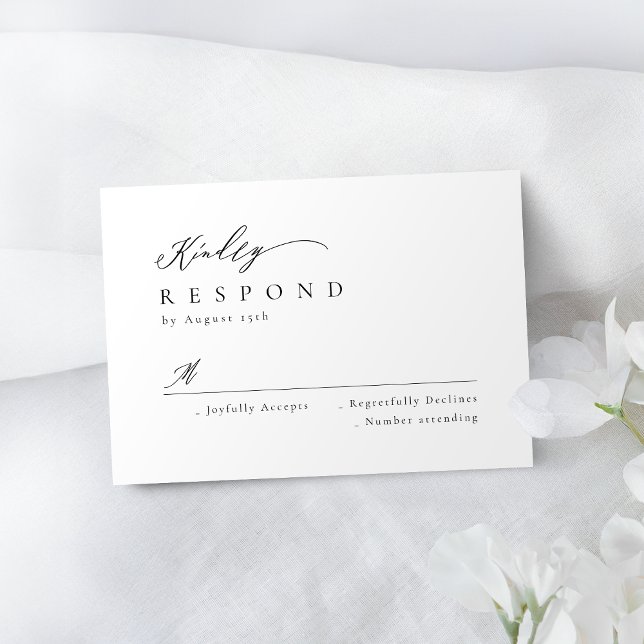 Elegant modern manusminimalistisk bröllop OSA (Elegant modern script minimalist wedding RSVP)