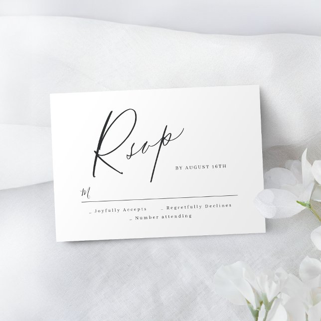 Elegant modern manusminimalistisk bröllop OSA (Elegant modern script minimalist wedding RSVP)