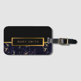 Elegant Modern Marble Black Guld Bagagebricka