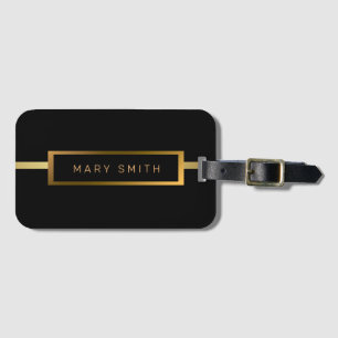 Elegant Modern Marble Black Guld Bagagebricka