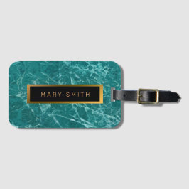 Elegant Modern Marble Black Guld Bagagebricka