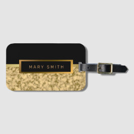 Elegant Modern Marble Black Guld Bagagebricka