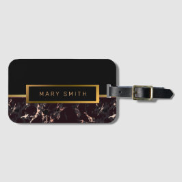 Elegant Modern Marble Black Guld Bagagebricka