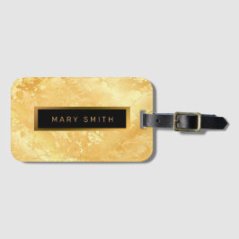 Elegant Modern Marble Black Guld Bagagebricka