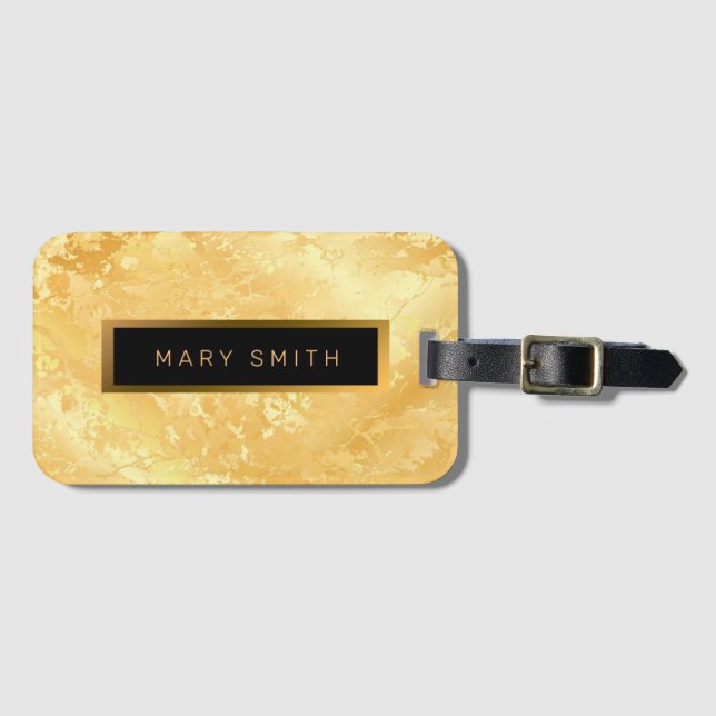 Elegant Modern Marble Black Guld Bagagebricka (Framsida horisontal)