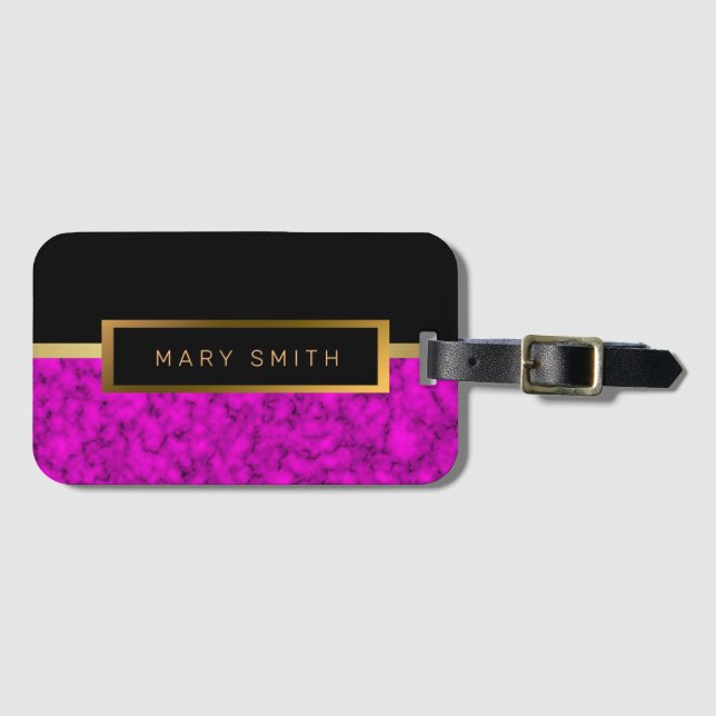 Elegant Modern Marble Black Guld Bagagebricka (Framsida horisontal)