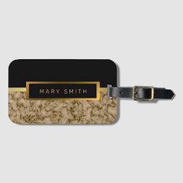 Elegant Modern Marble Black Guld Bagagebricka