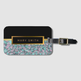 Elegant Modern Marble Black Guld Bagagebricka