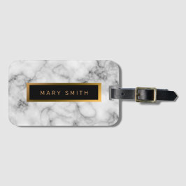 Elegant Modern Marble Black Guld Bagagebricka