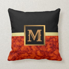 Elegant Modern Marble Black Guld Kudde