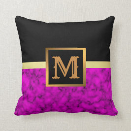 Elegant Modern Marble Black Guld Kudde