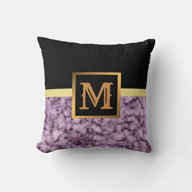 Elegant Modern Marble Black Guld Kudde (Framsida)