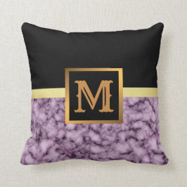 Elegant Modern Marble Black Guld Kudde