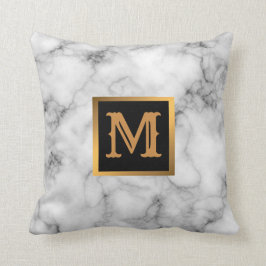 Elegant Modern Marble Black Guld Kudde