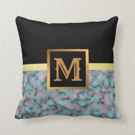 Elegant Modern Marble Black Guld Kudde