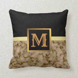Elegant Modern Marble Black Guld Kudde