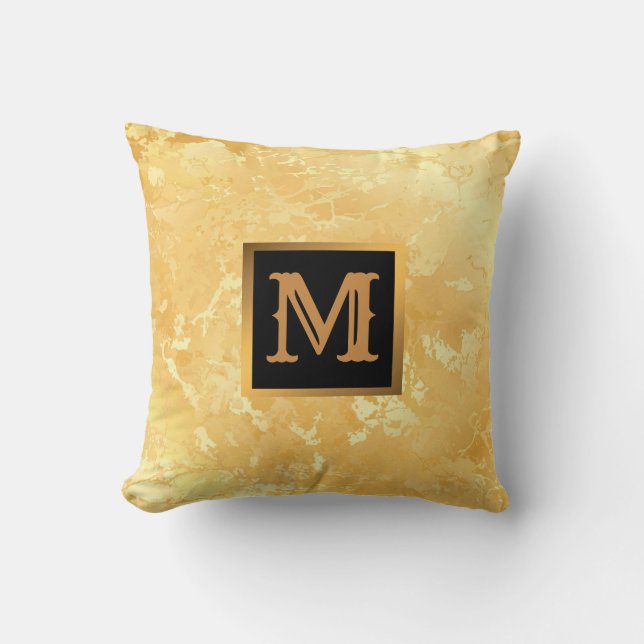 Elegant Modern Marble Black Guld Kudde (Framsida)