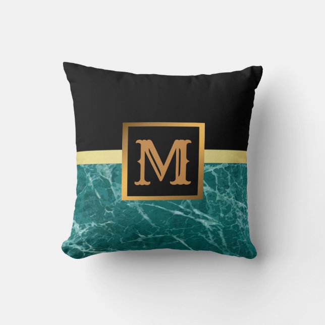 Elegant Modern Marble Black Guld Kudde (Framsida)