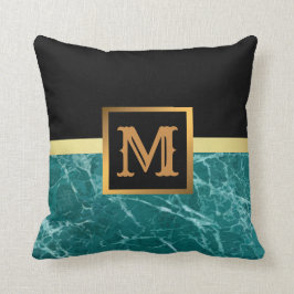 Elegant Modern Marble Black Guld Kudde