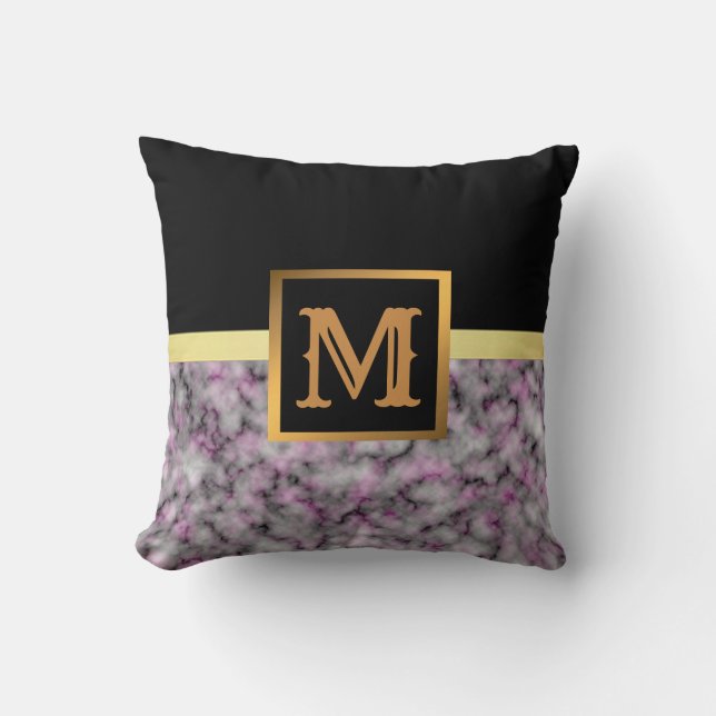 Elegant Modern Marble Black Guld Kudde (Framsida)