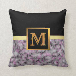 Elegant Modern Marble Black Guld Kudde