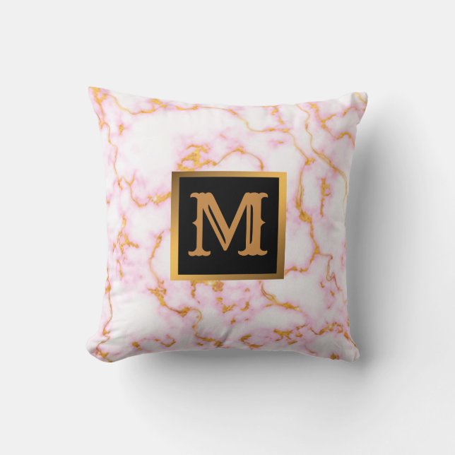 Elegant Modern Marble Black Guld Kudde (Framsida)