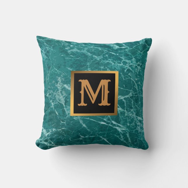 Elegant Modern Marble Black Guld Kudde (Framsida)