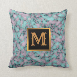 Elegant Modern Marble Black Guld Kudde